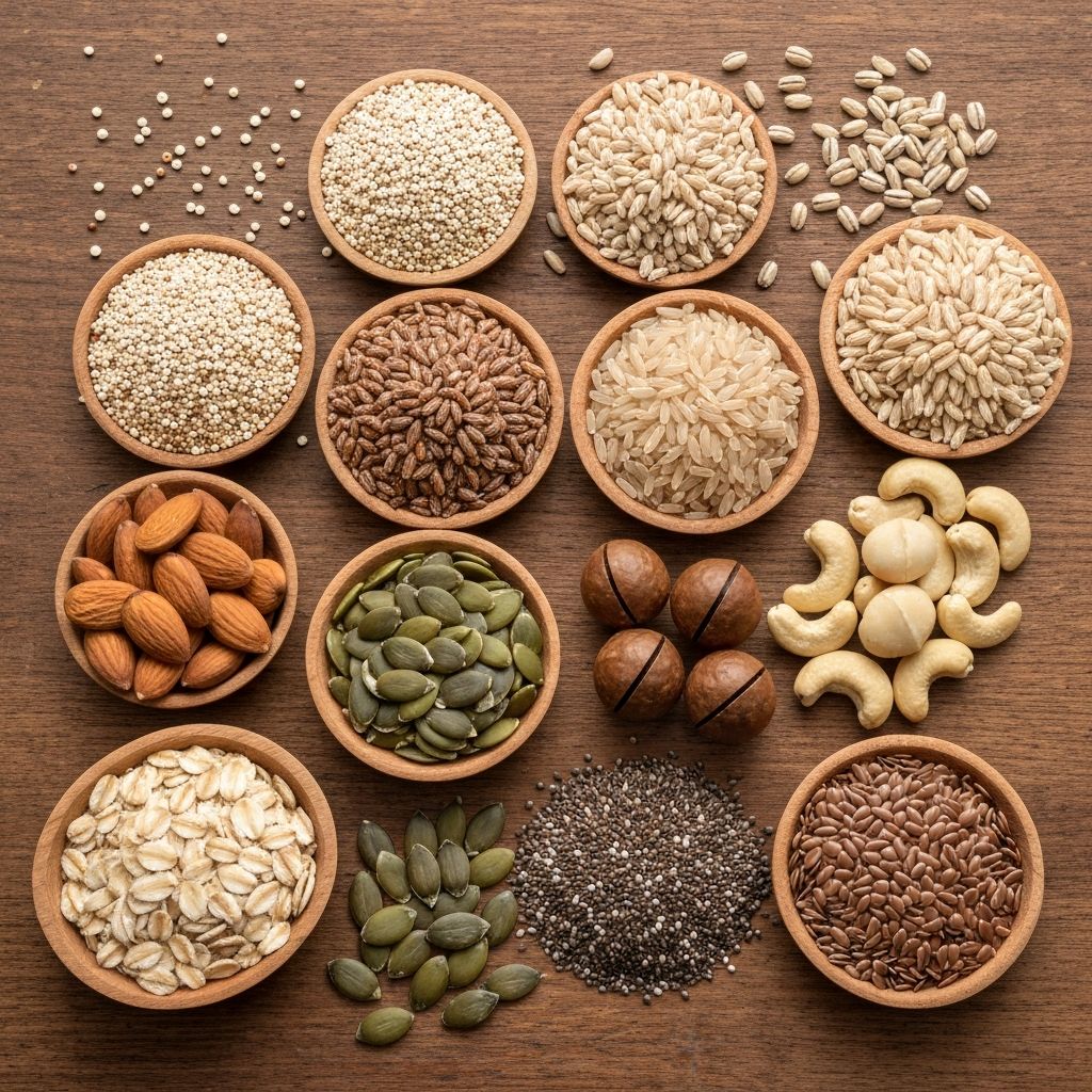 Vollkornprodukte und Nüsse
